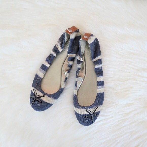 Coach Shoes - Coach Blue & White Nautical Flats 8.5
